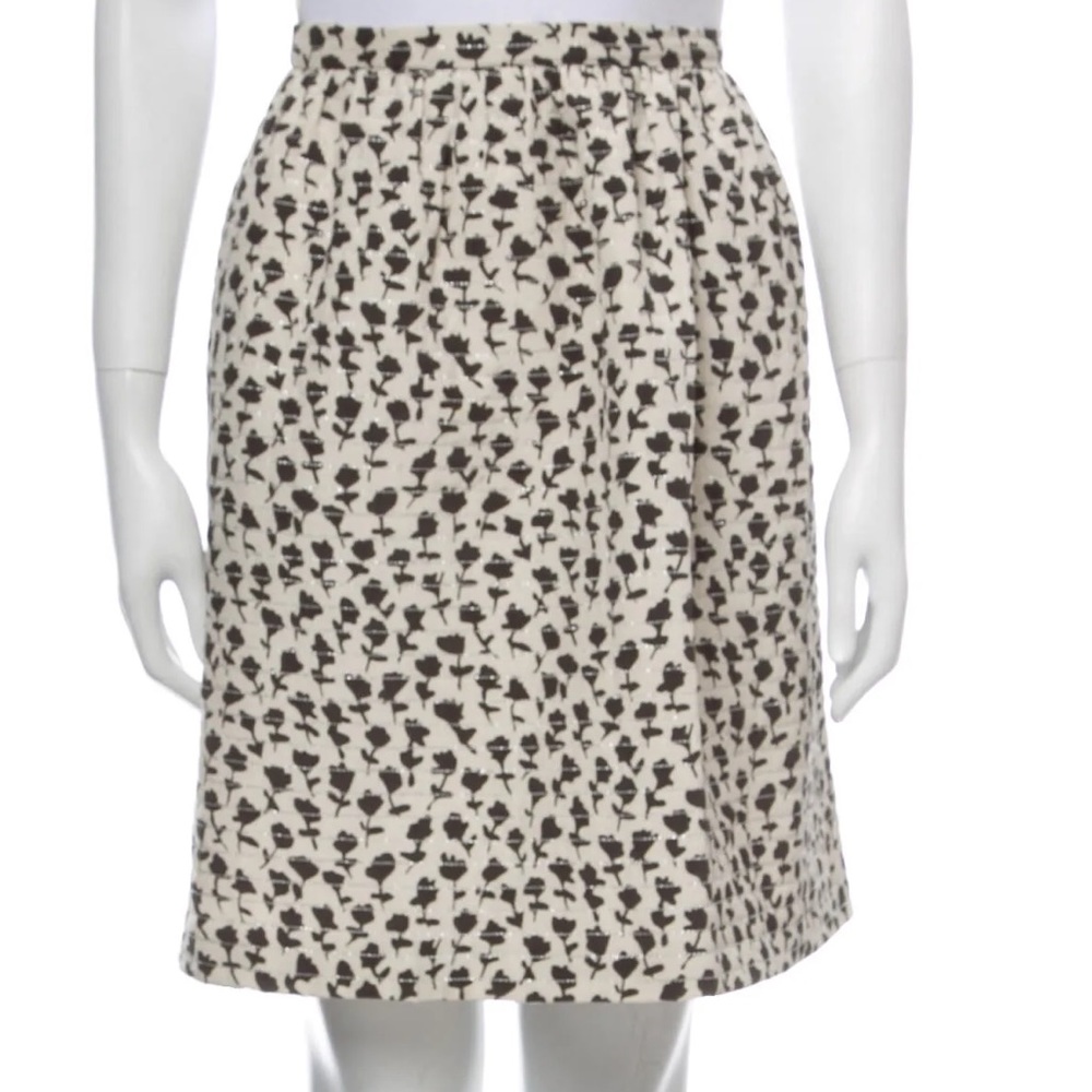 MaxMara floral silk skirt‎ with metallic running stitching Made in Italy